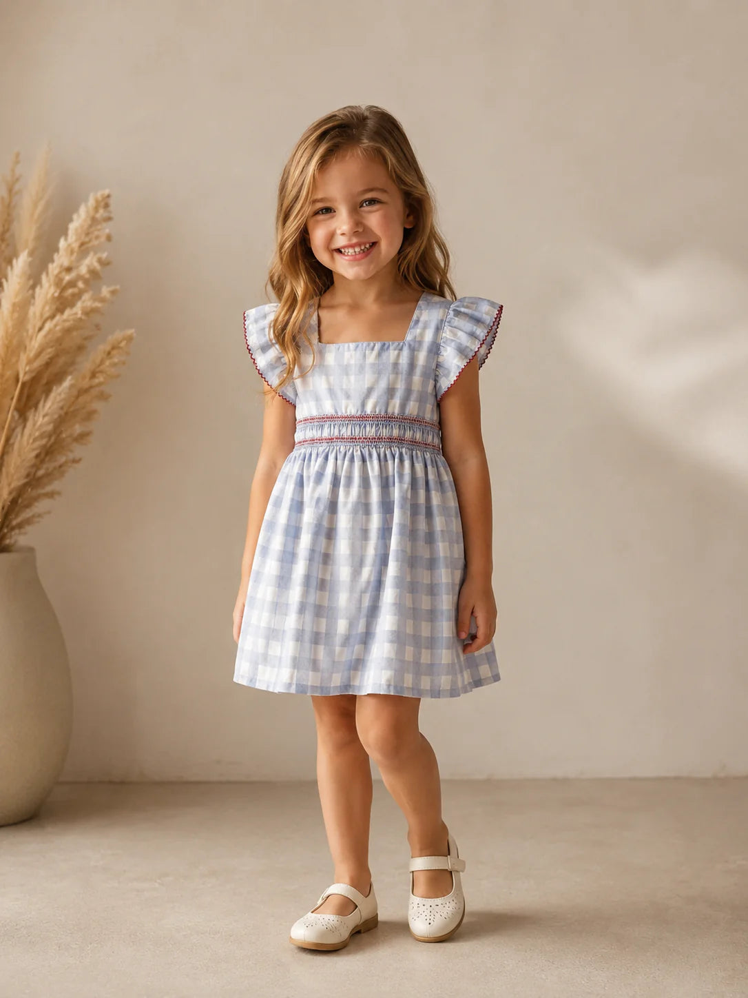 Vestido Vichy Azul e Branco