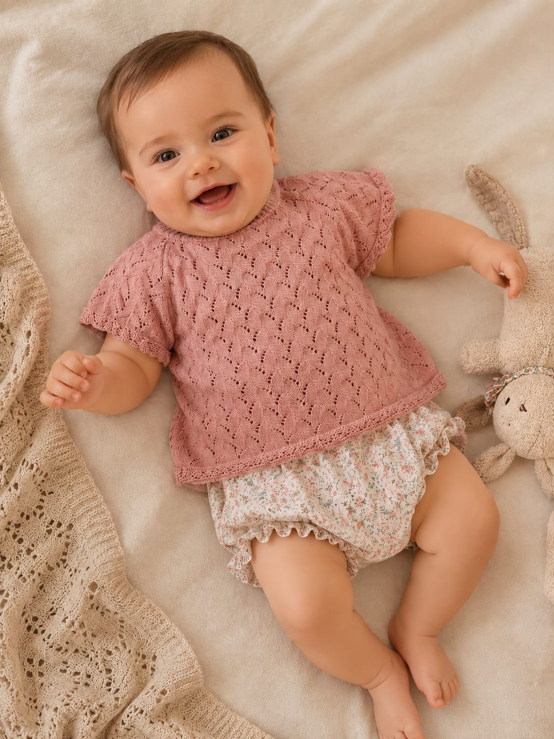 Conjunto de Camisola de malha e fofo Florido
