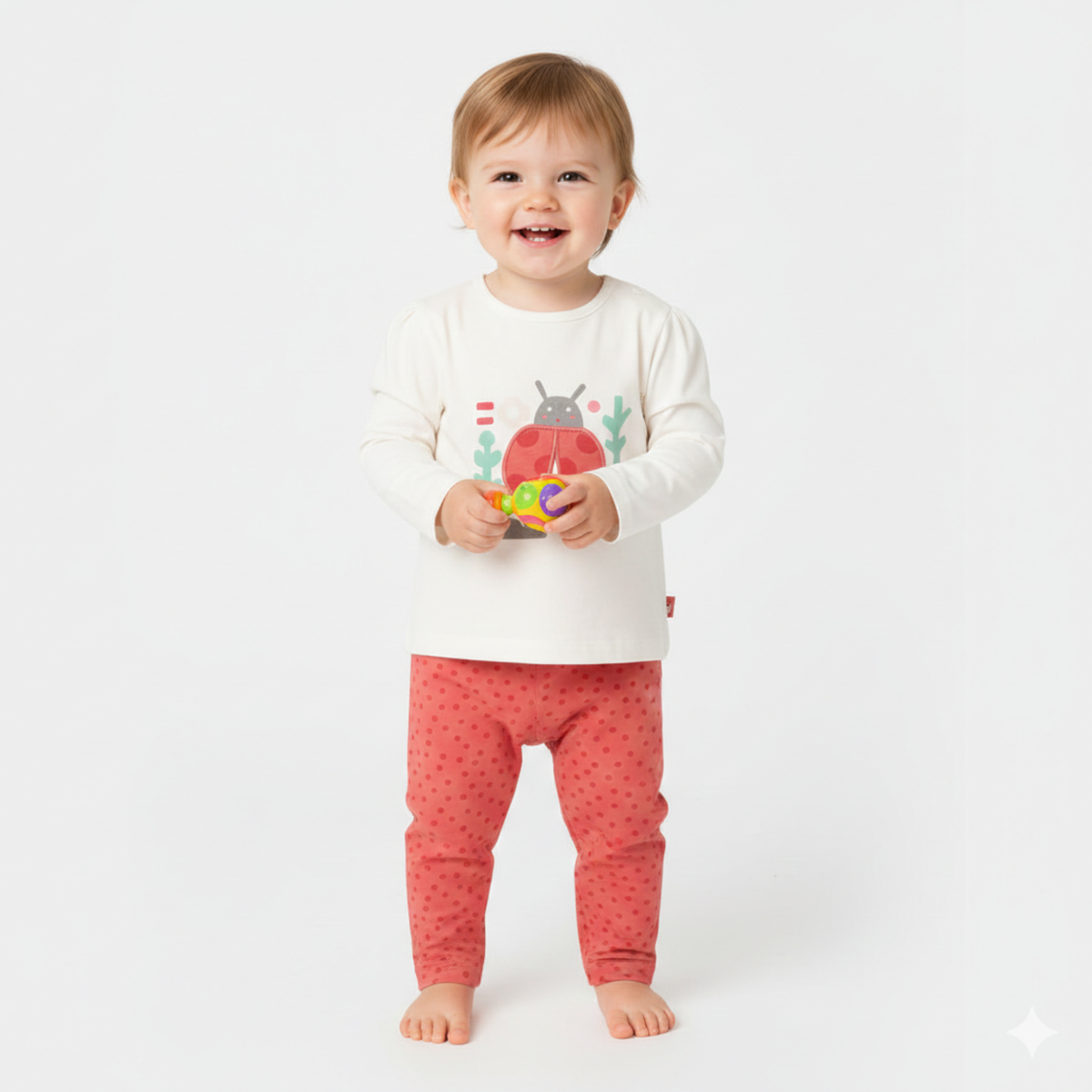 Conjunto de Camisola Manga Comprida Joaninha e Leggings