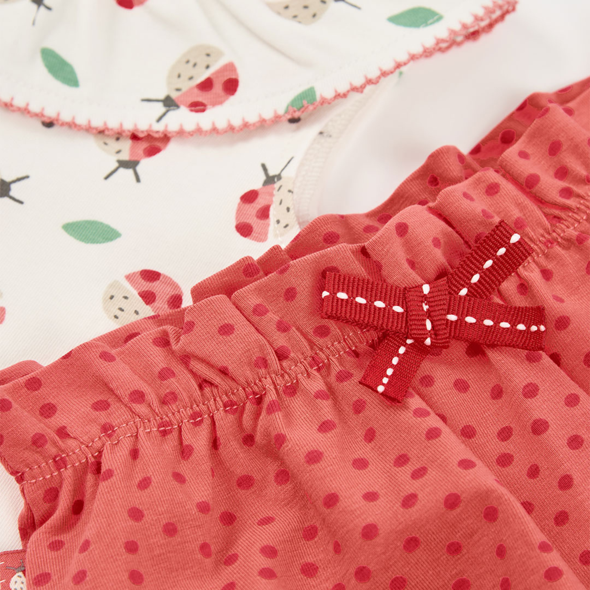 Conjunto T-shirt Com Folho e Calção Joaninha