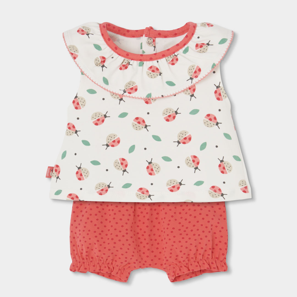 Conjunto T-shirt Com Folho e Calção Joaninha