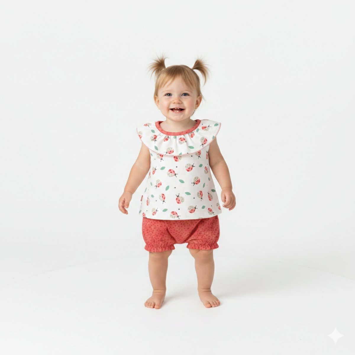 Conjunto T-shirt Com Folho e Calção Joaninha