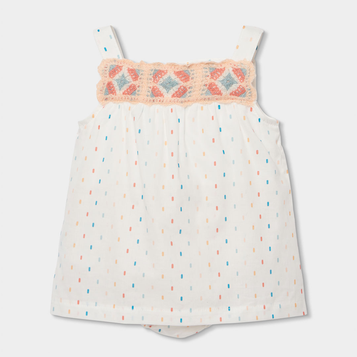 Vestido de Alças com Pormenor de Crochet