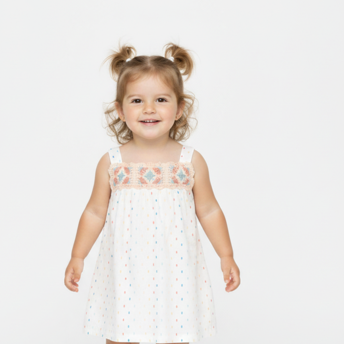 Vestido de Alças com Pormenor de Crochet