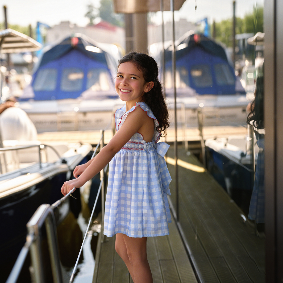 Vestido Vichy Azul e Branco