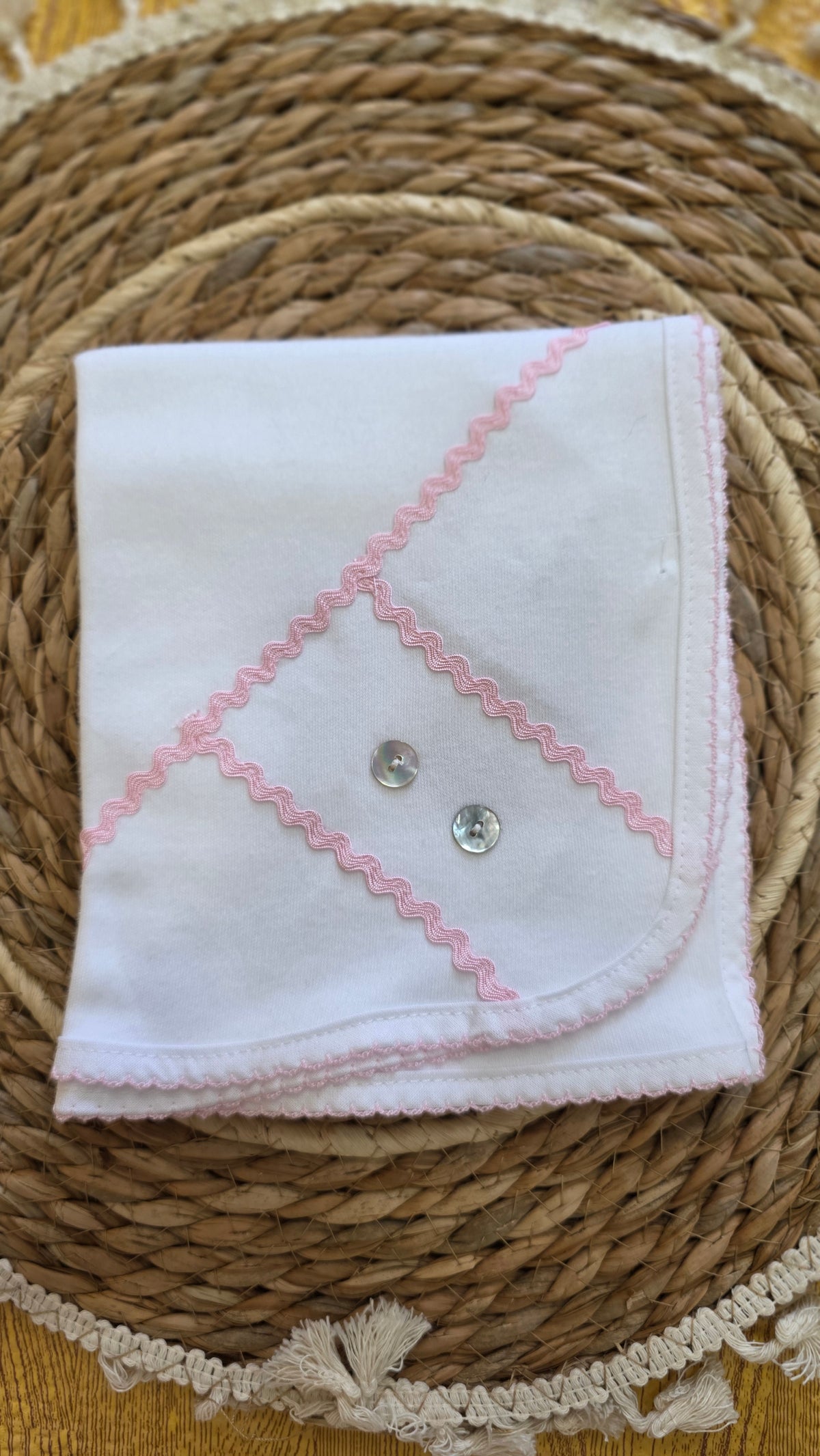 Fralda de Algodão com Sianinha e Botões - Rosa