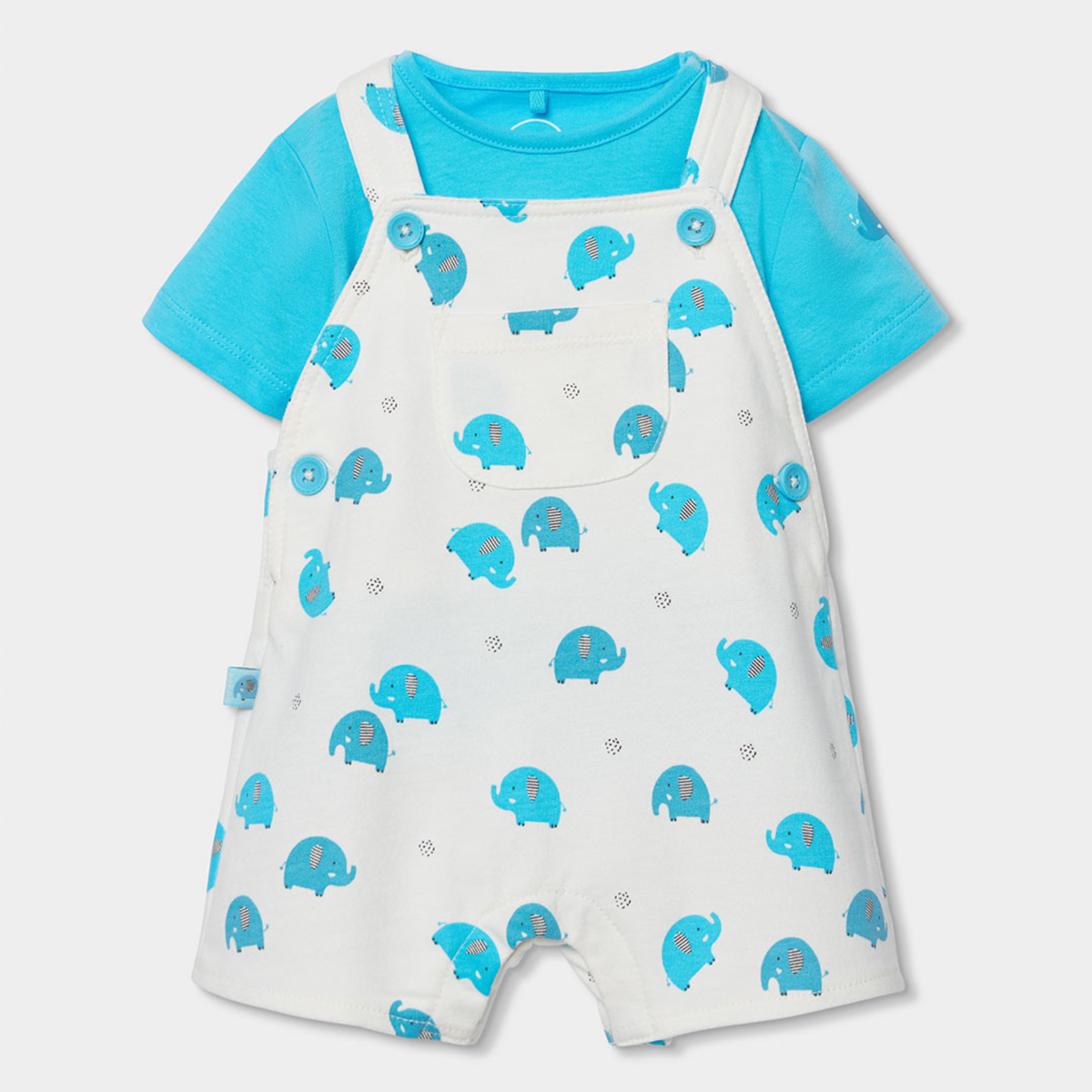 Conjunto de Jardineiras e T-shirt Elefante