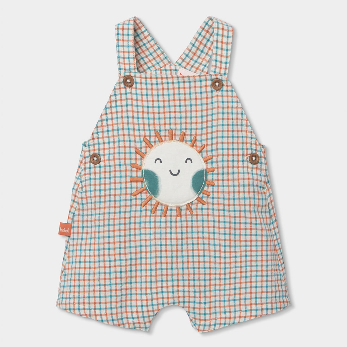 Conjunto de Jardineiras e T-shirt Xadrez Sol