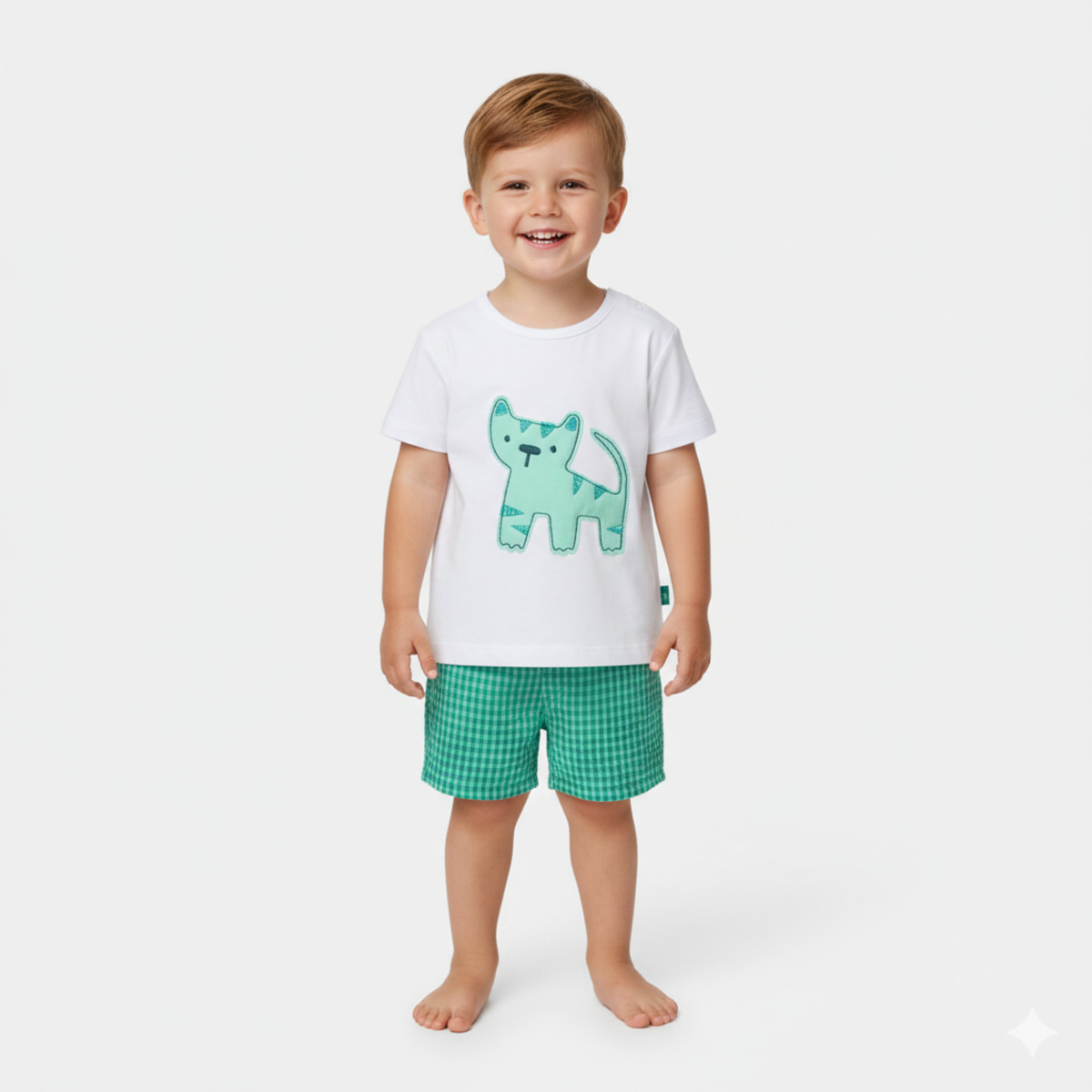 Conjunto de T-shirt e Calções Gato Verde