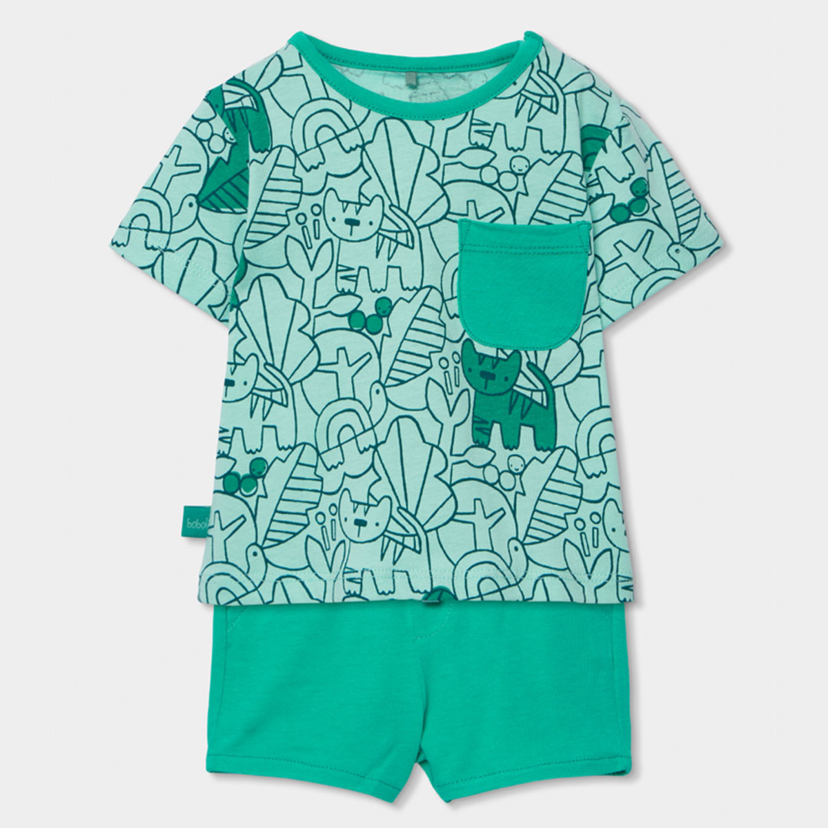 Conjunto de Bebé em Algodão Animais Verdes