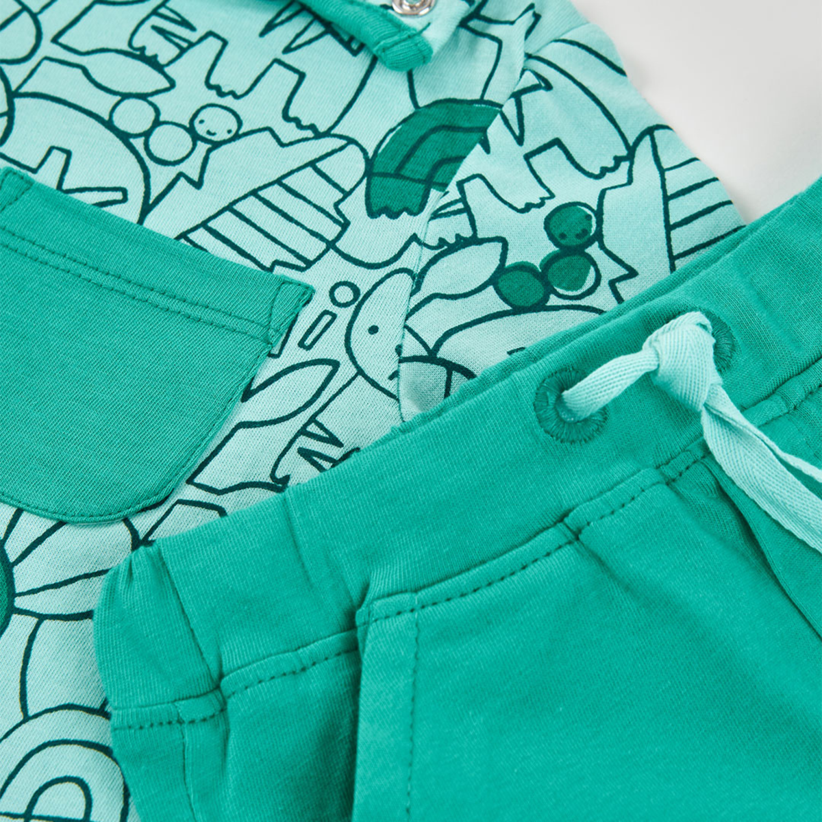 Conjunto de Bebé em Algodão Animais Verdes