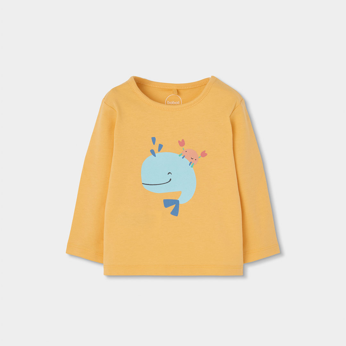 Conjunto de Bebé em Algodão Amarelo com Baleia