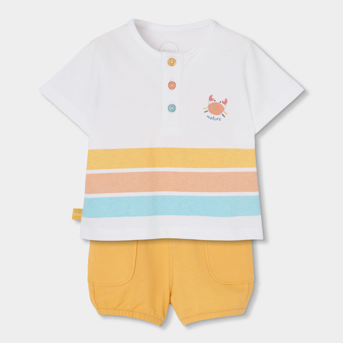 Conjunto de Bebé em Algodão com Riscas e Caranguejo
