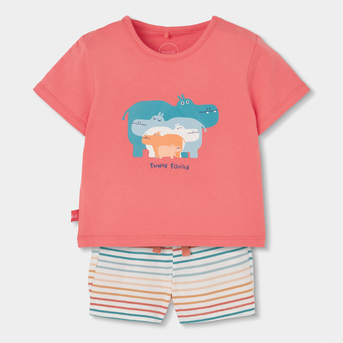 Conjunto de T-shirt e Calções Riscas Coloridas