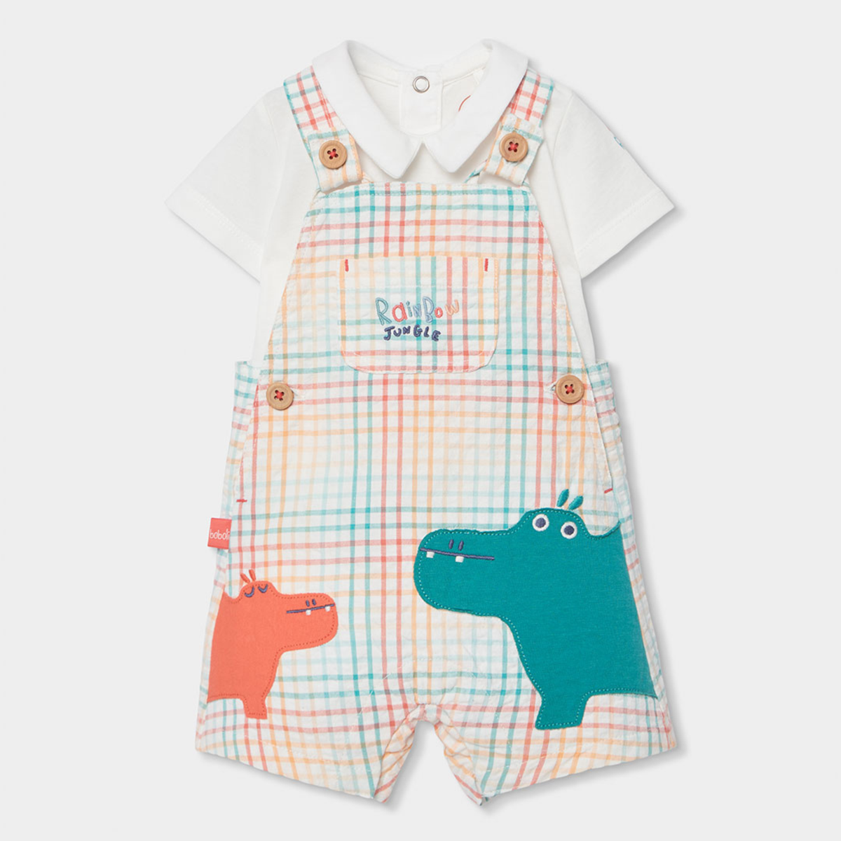 Conjunto de Jardineiras "Rainbow Jungle" e Body