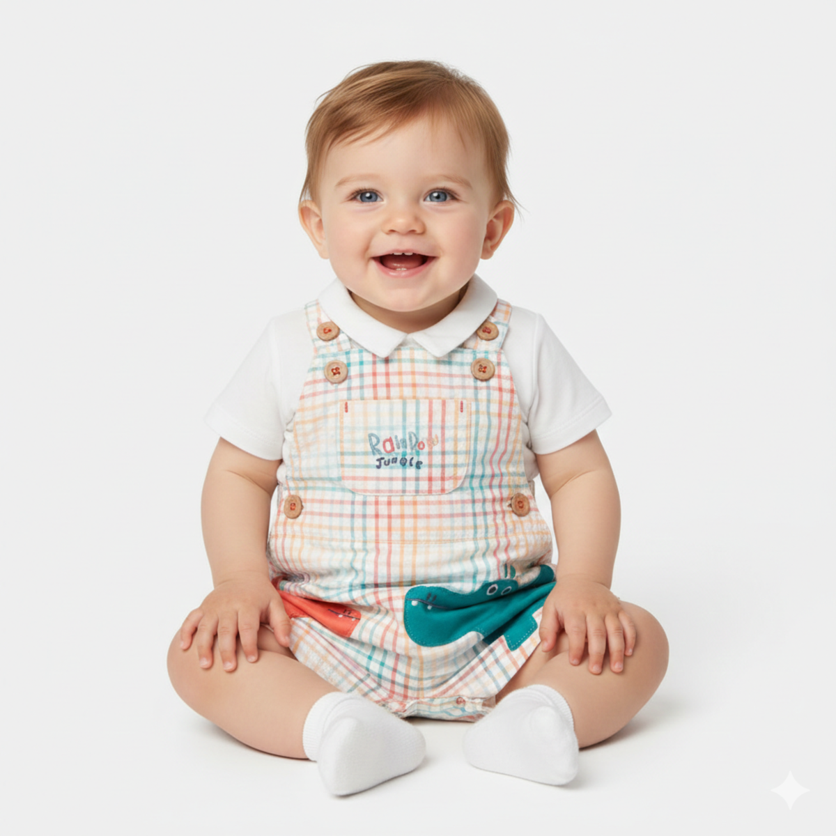 Conjunto de Jardineiras "Rainbow Jungle" e Body