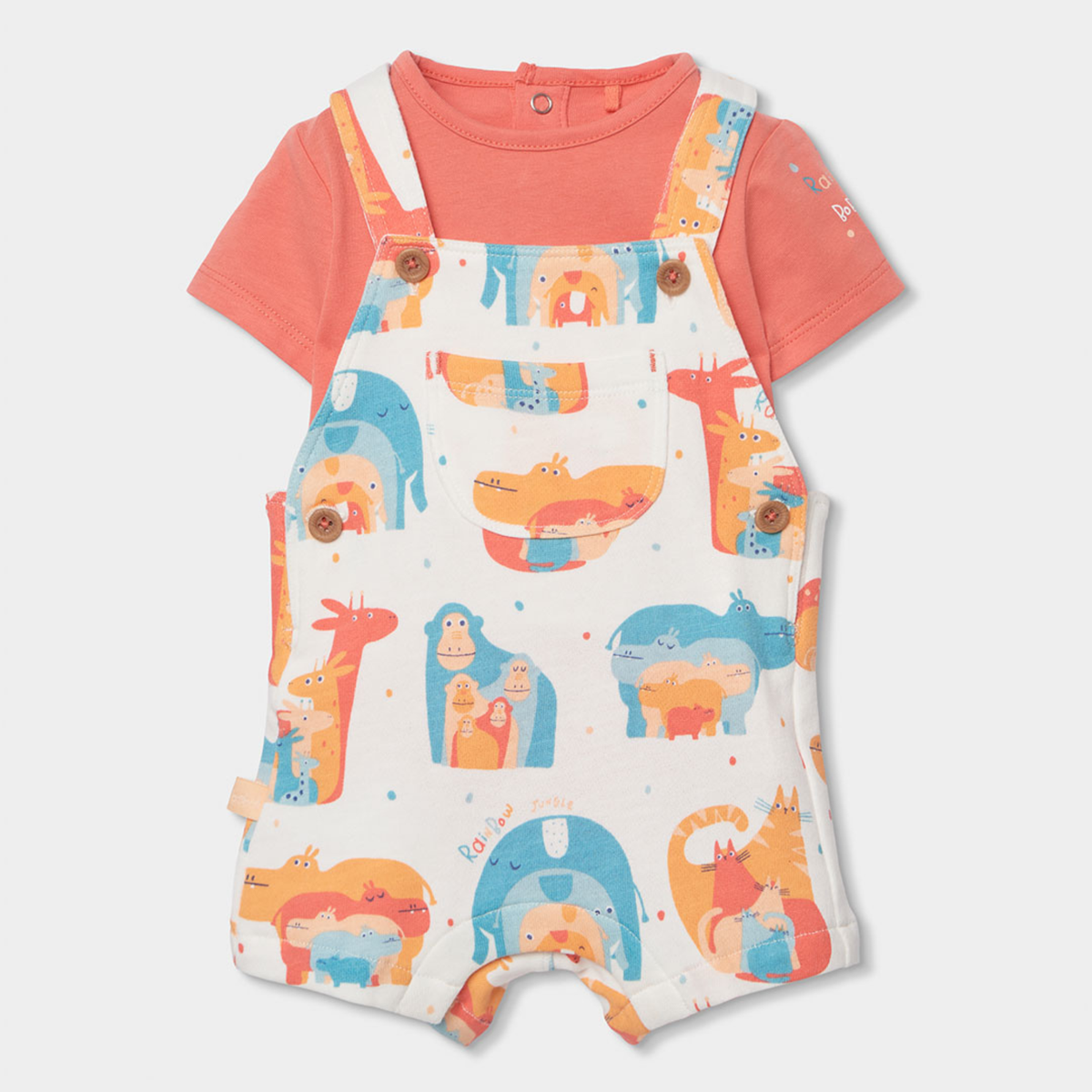 Conjunto de Jardineiras e Body Estampado de Animais