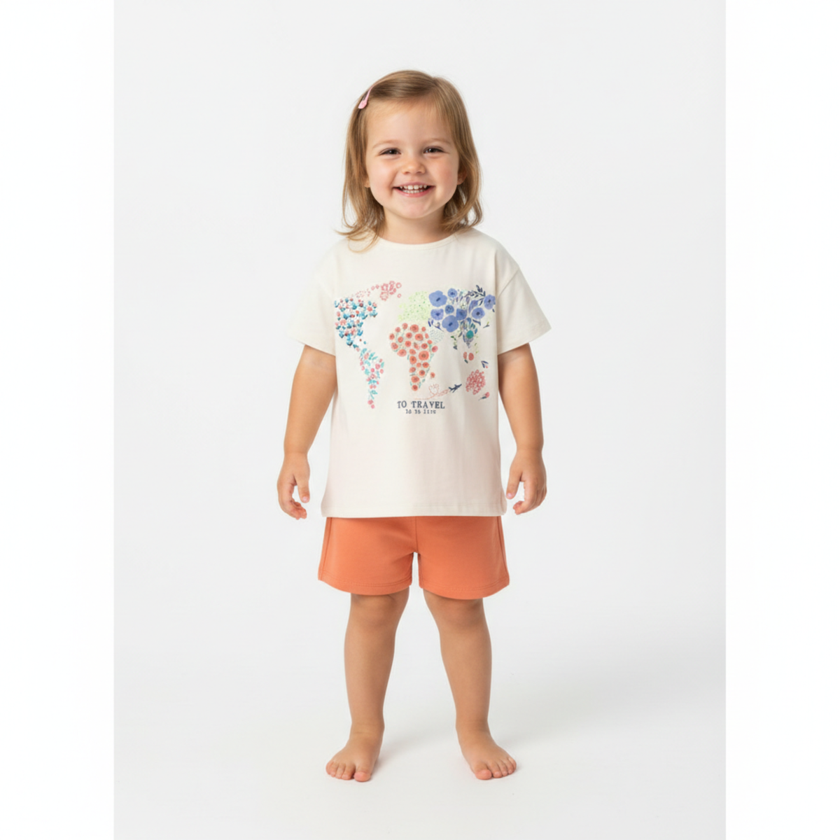 Conjunto de T-shirt e Calções Salmão