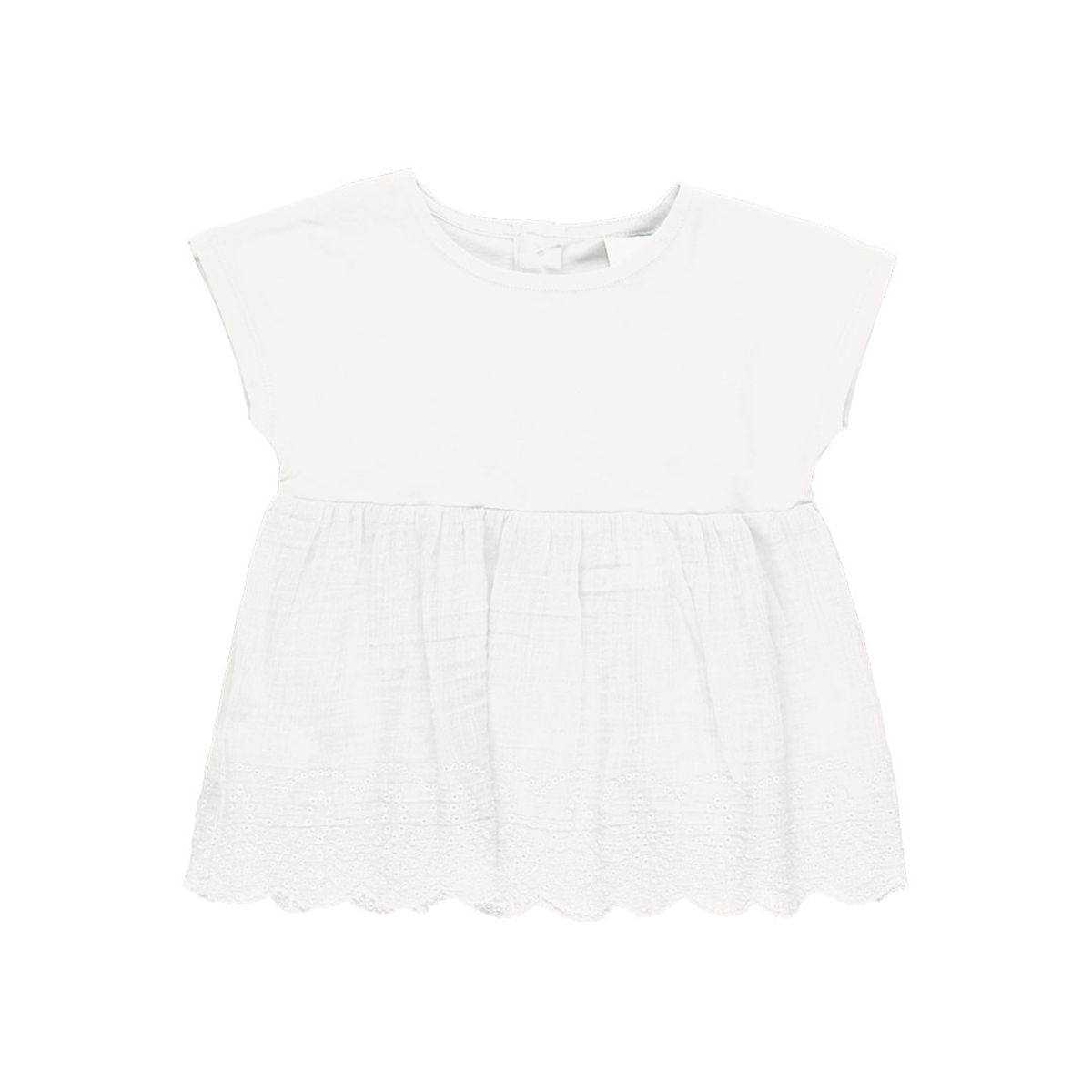 Blusa Combinada com Bainha Bordada