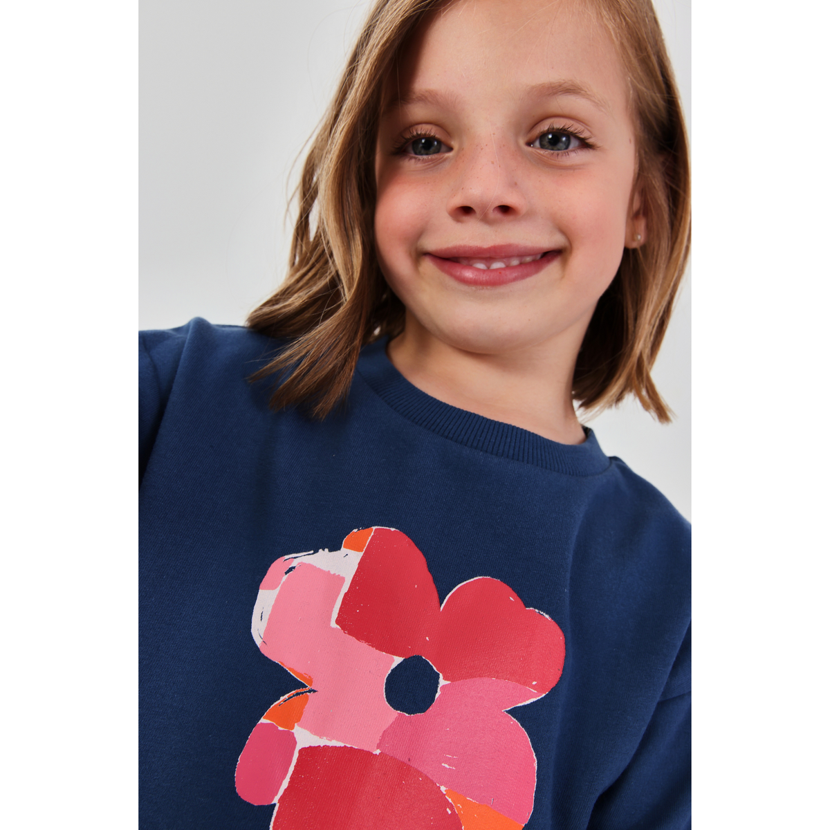 Sweatshirt Flor Azul Marinho