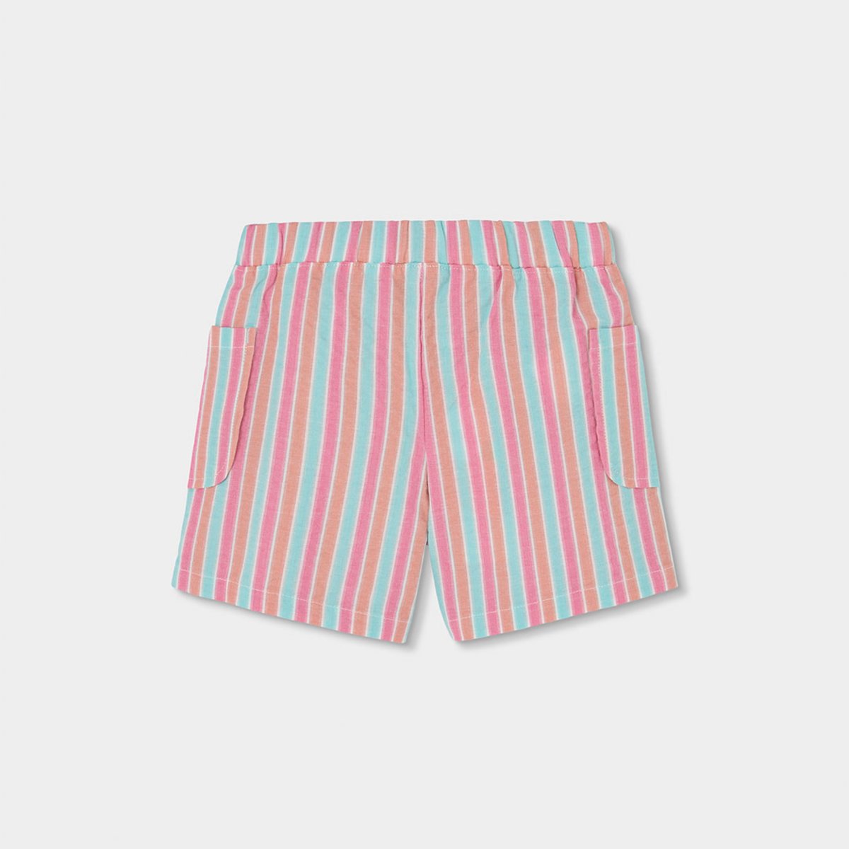 Calções às Riscas Rosa e Azul com Cintura Elástica
