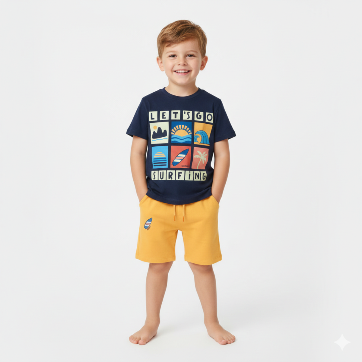 T-shirt de Menino Azul-Marinho "Let's Go Surfing"