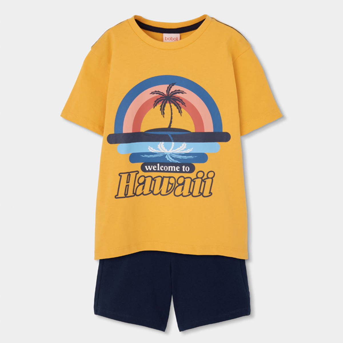 Conjunto Amarelo e Azul “Welcome to Hawaii”