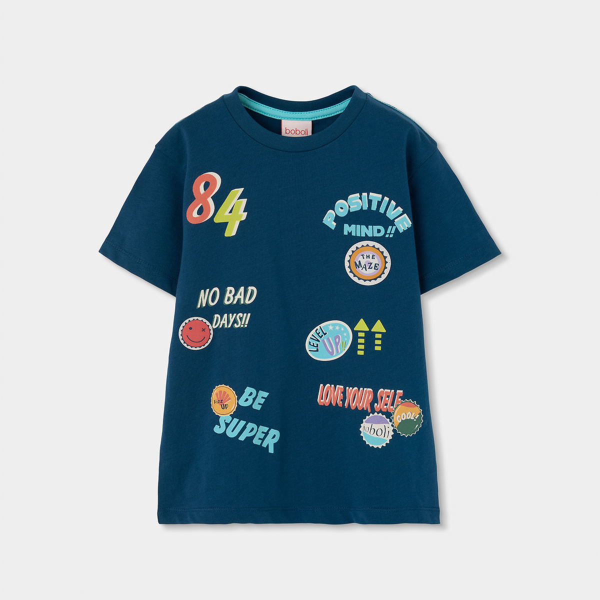 T-shirt Azul Marinho com Estampados Gráficos
