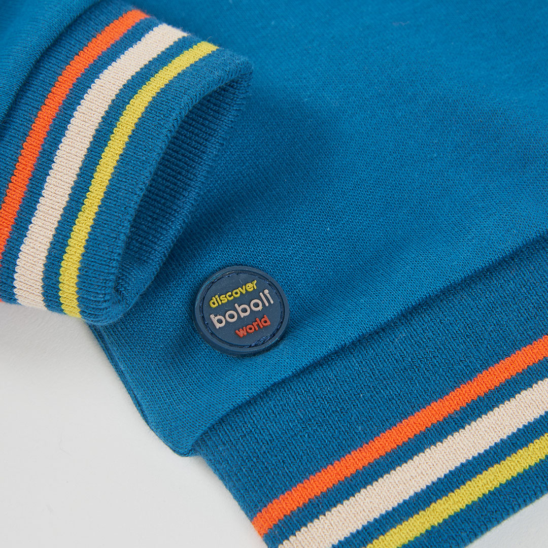 Sweatshirt de Felpa Verde Azulado "Nature" em Relevo