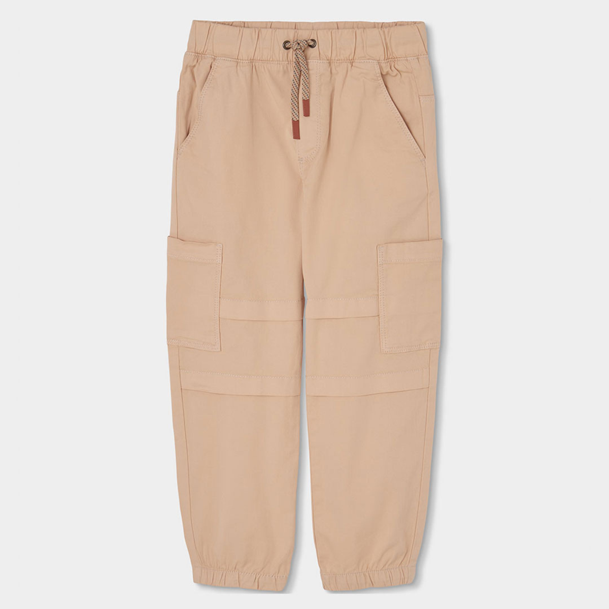 Calças Gabardina com Cintura Elástica Bege