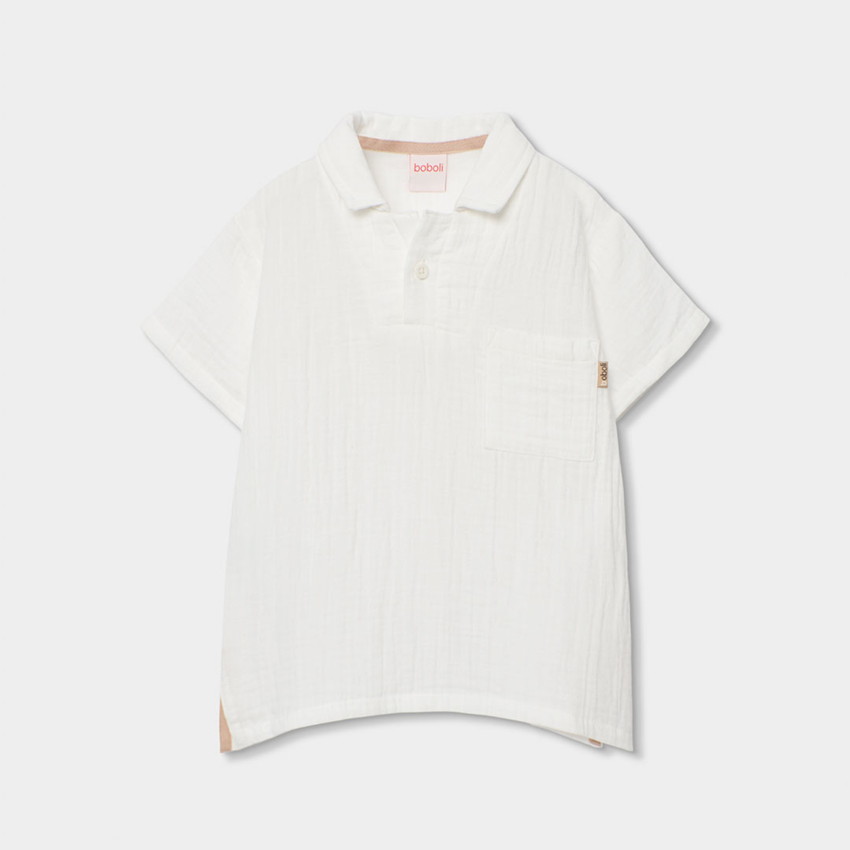 Polo em Musselina de Algodão Branco