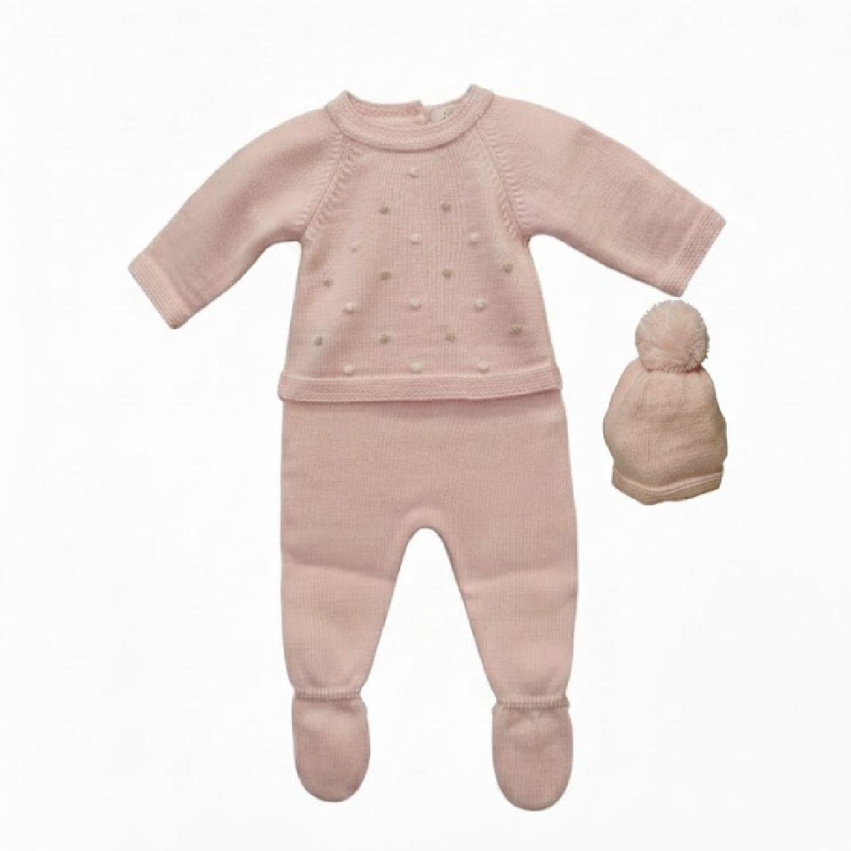 Conjunto Malha Pipoca Rosa Bebé