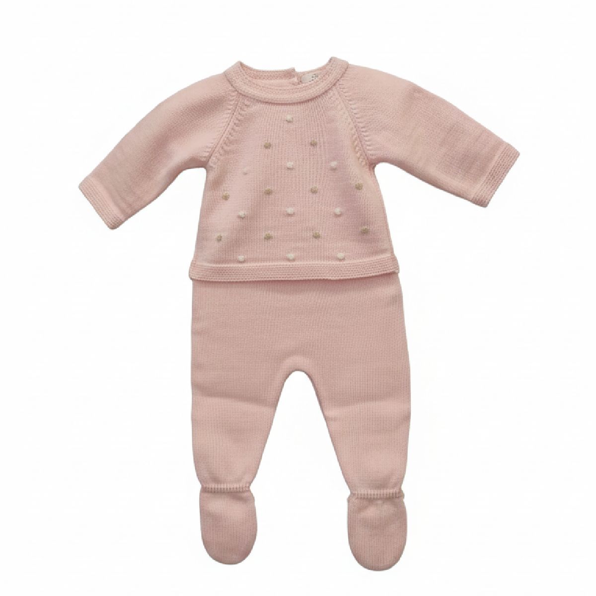 Conjunto Malha Pipoca Rosa Bebé