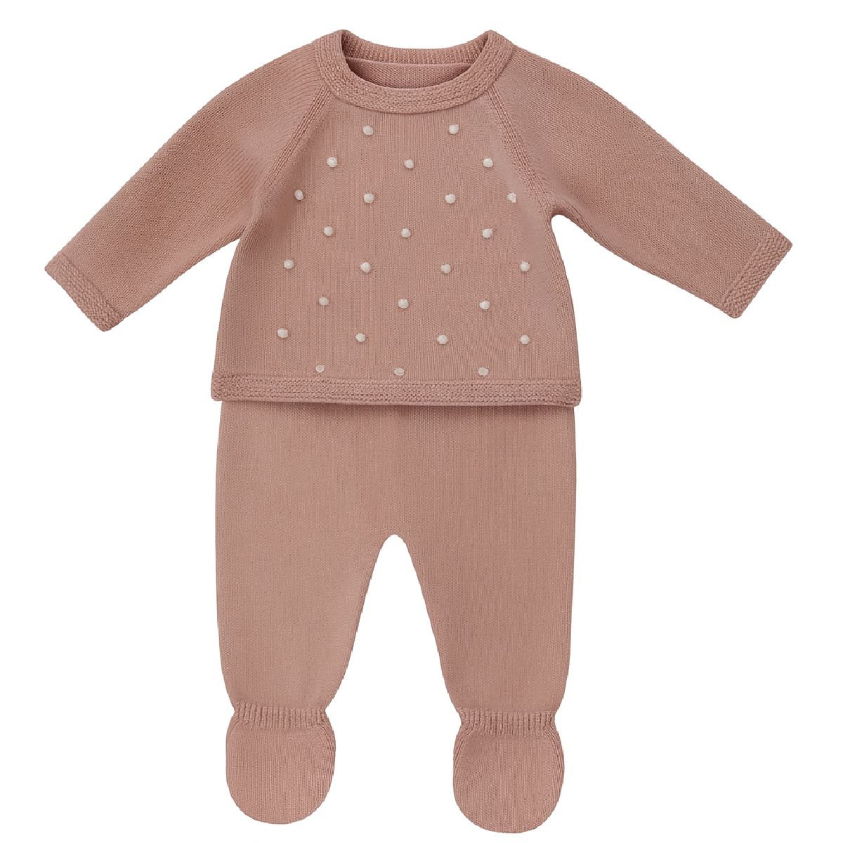 Conjunto Malha Pipoca Rosa Velho