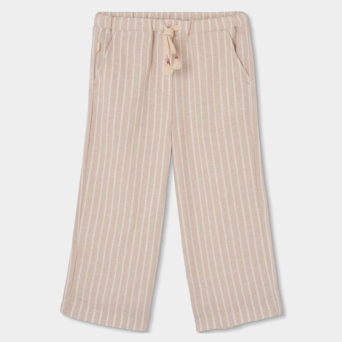 Calças de Linho Às Riscas para Menina