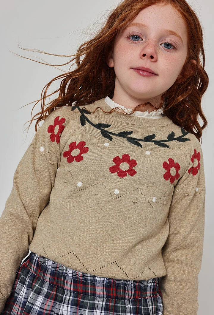 Camisola Bege Estampado de Flores