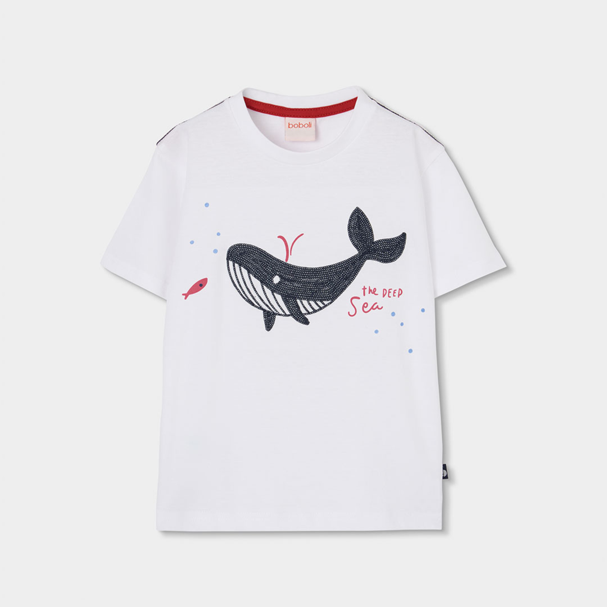 T-shirt de Algodão Branco Baleia