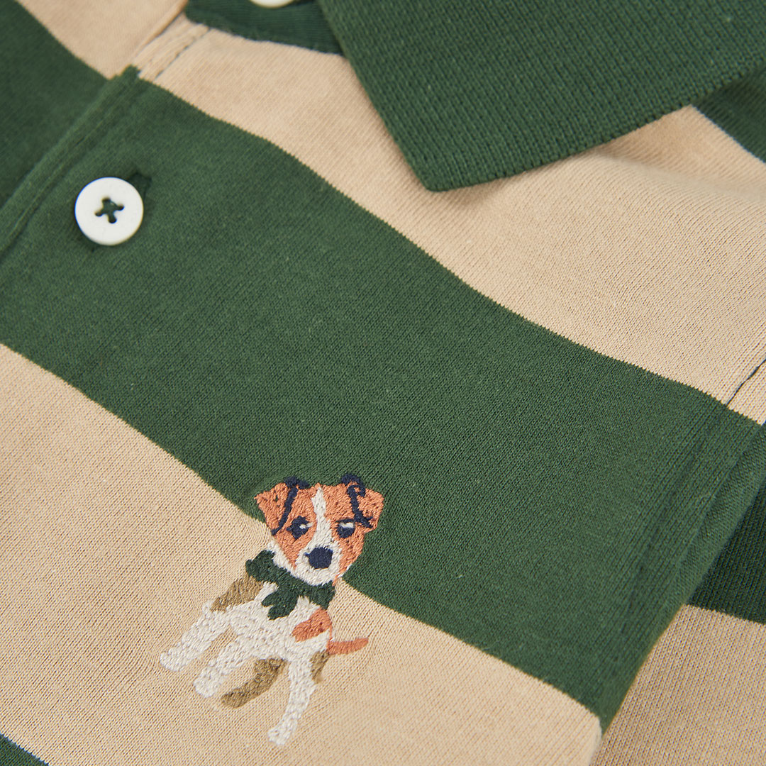 Polo de Manga Comprida Às Riscas com Bordado Cão