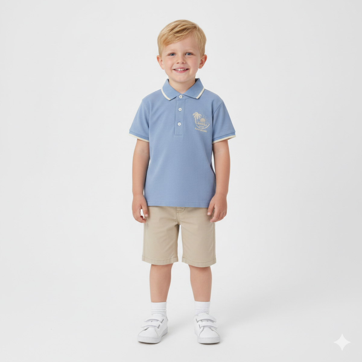 Polo Piqué Azul "Palm Island"