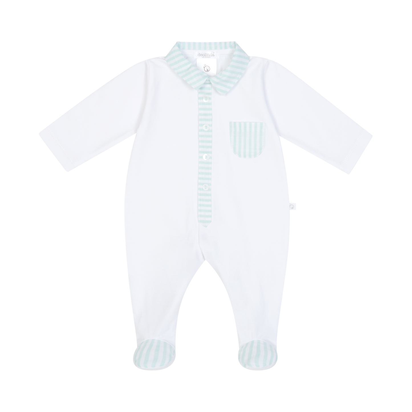 Babygrow às Riscas Verde Água