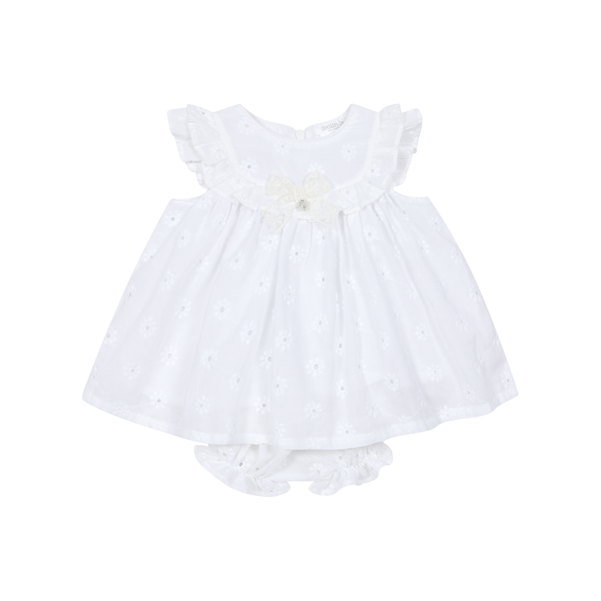 Vestido com Tapa Fraldas em Algodão Branco