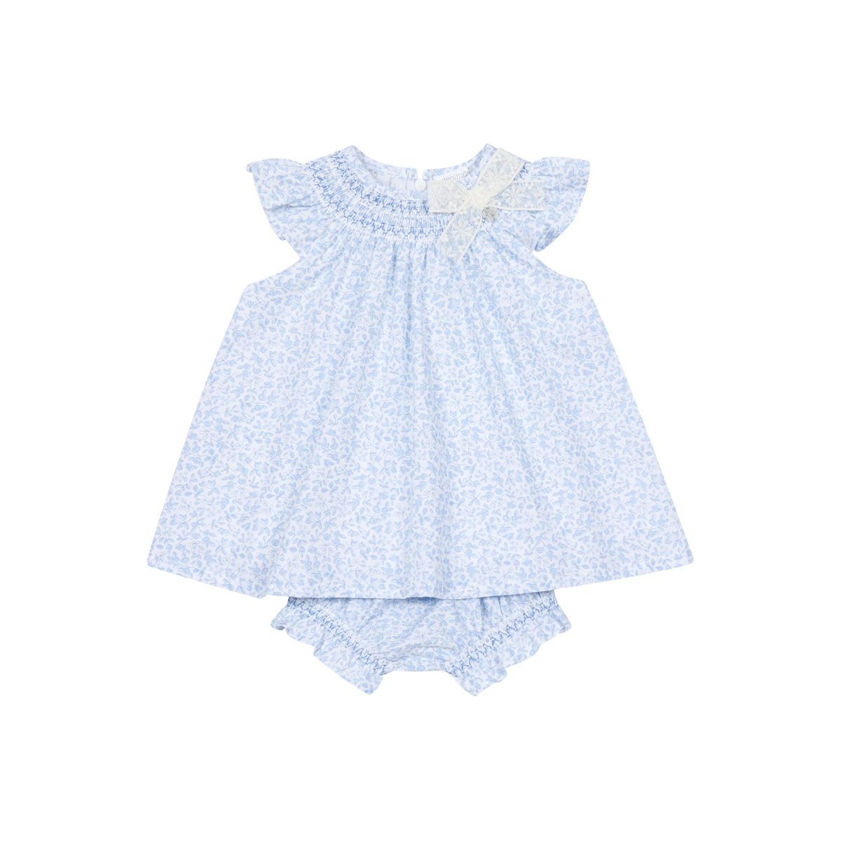 Vestido com Tapa Fraldas em Algodão Floral Azul
