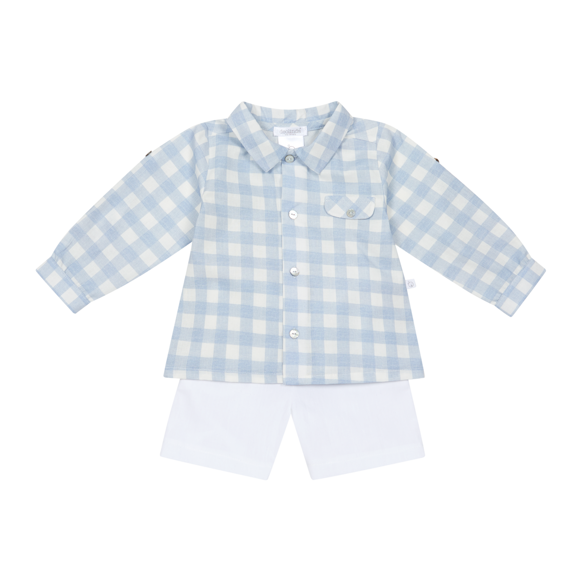 Conjunto Calção Com Camisa em Vichy Azul