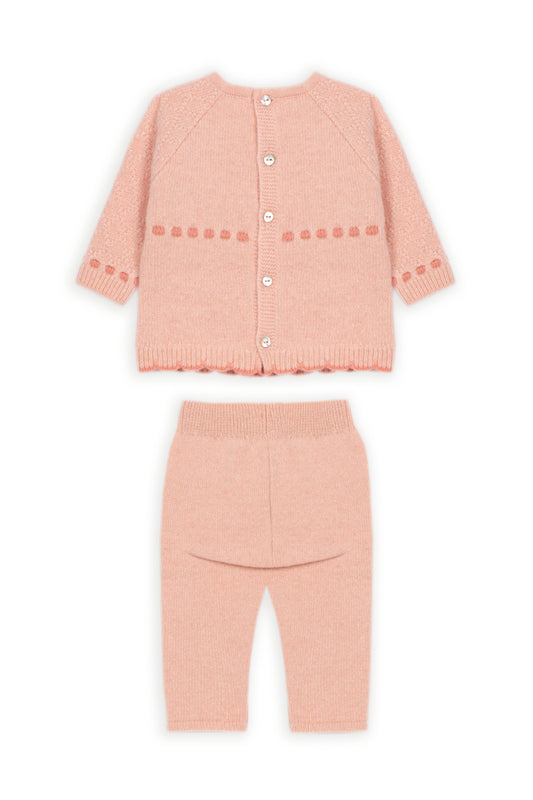 Conjunto de Malha Texturizada com Pipocas Rosa Velho
