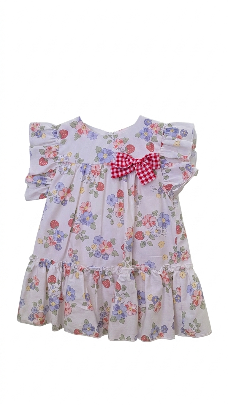 Vestido com Tapa Fraldas com Morangos