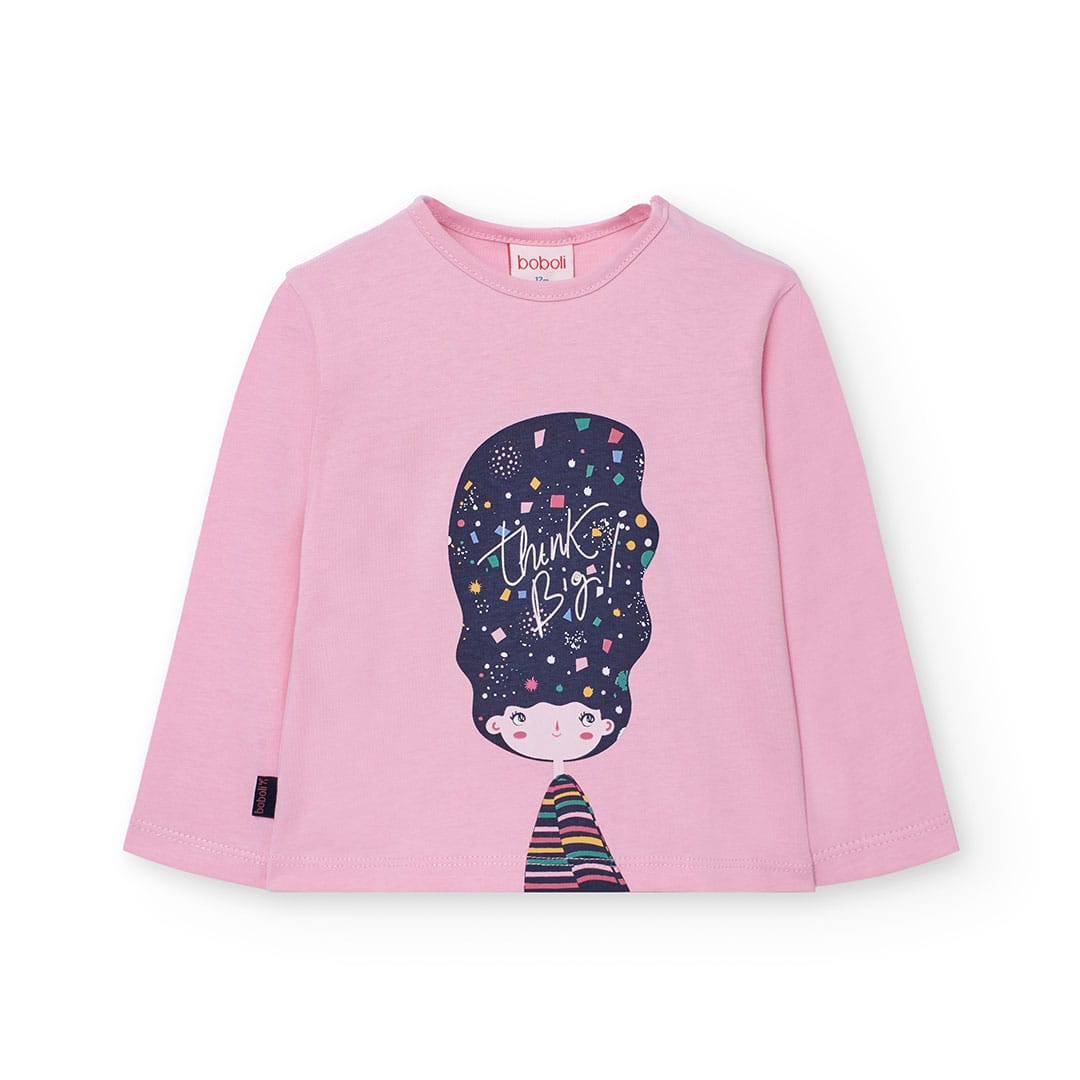 T-shirt Manga Comprida Rosa