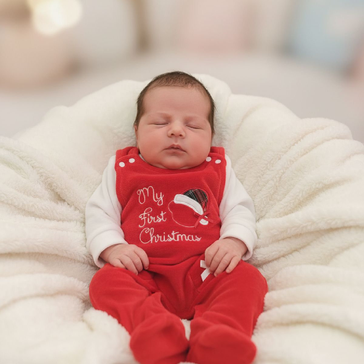Jardineira com camisola 'My first Chirstmas'