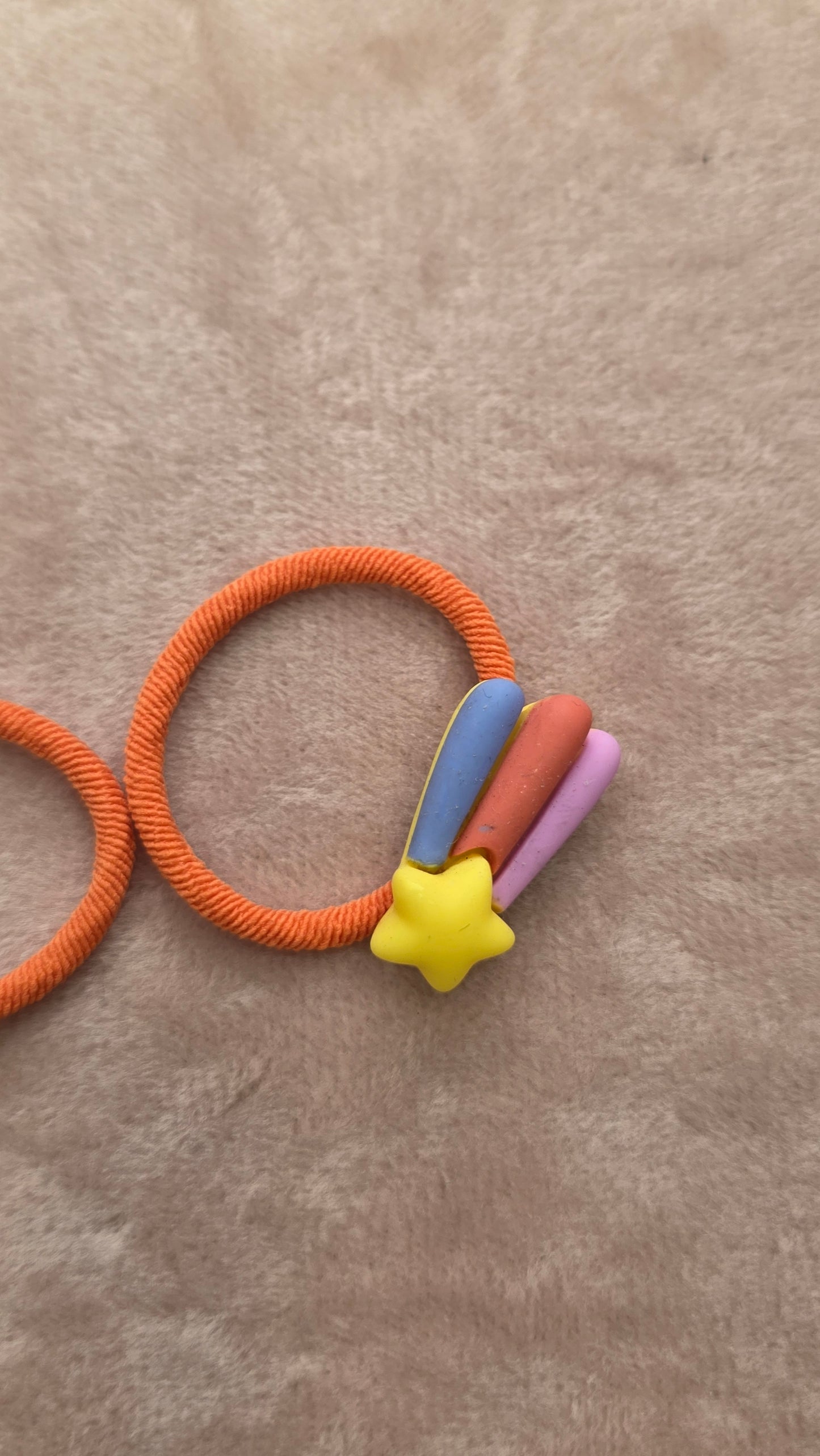 Conjunto de Elásticos de Cabelo Coelhinho e Estrela - Laranja