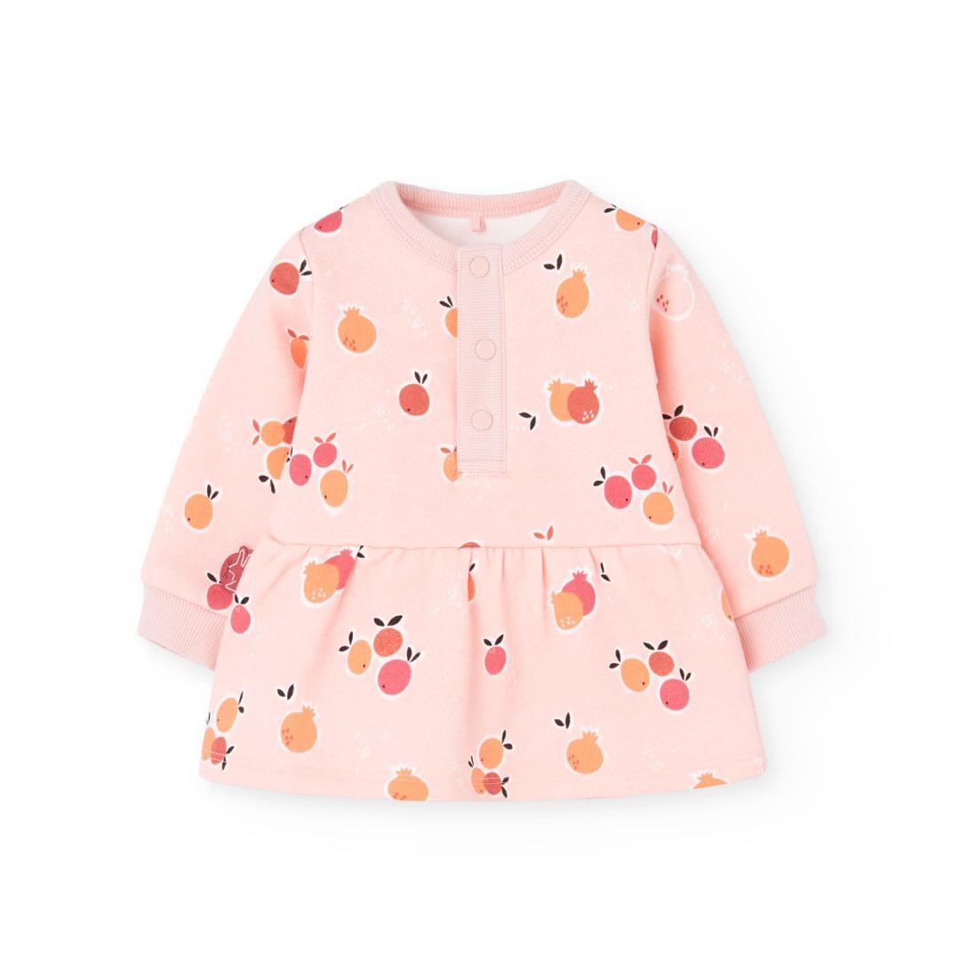 Vestido Frutas Rosa Suave