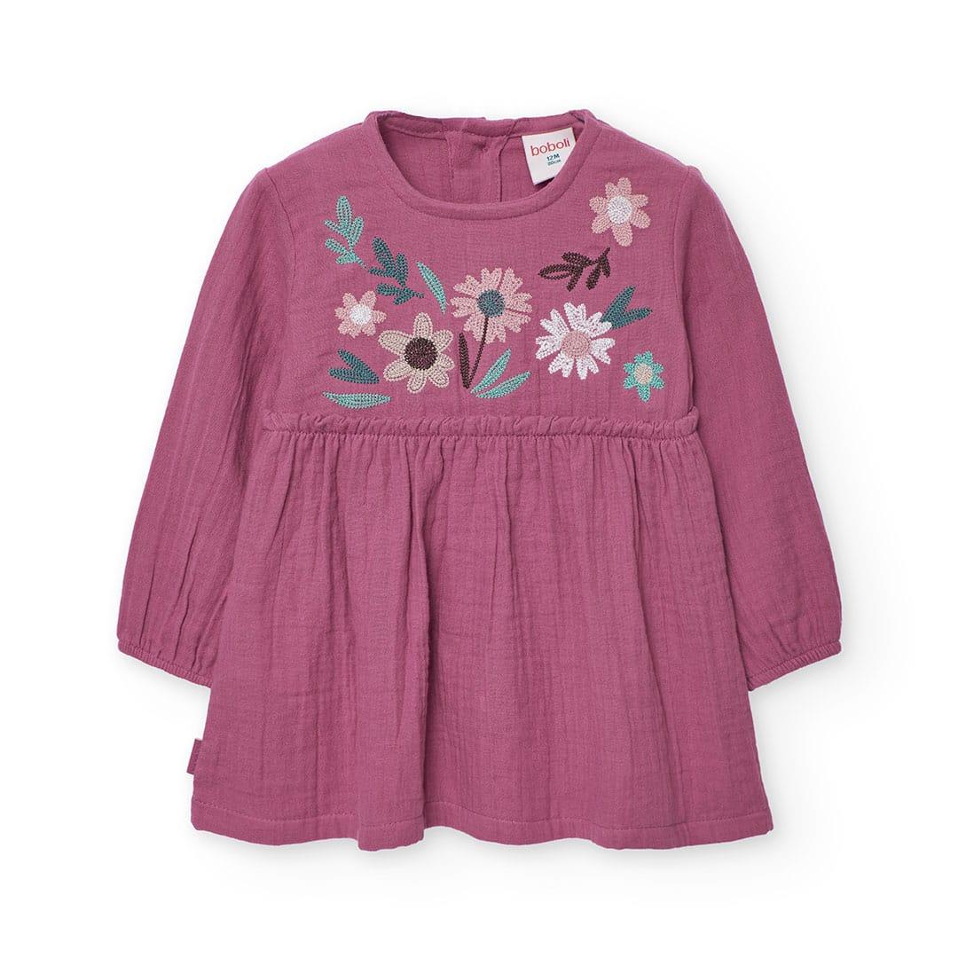 Vestido Muselina Floral Rosa